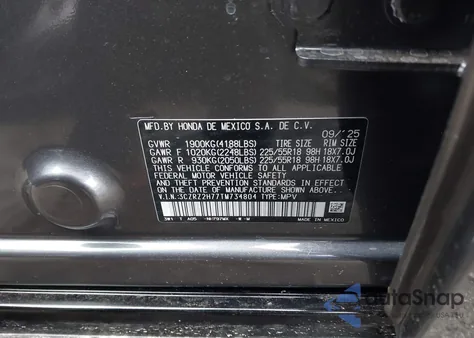 2026 Honda Hr-V Awd Ex-L z USA, uszkodzony, nr VIN 3CZRZ2H77TM734804